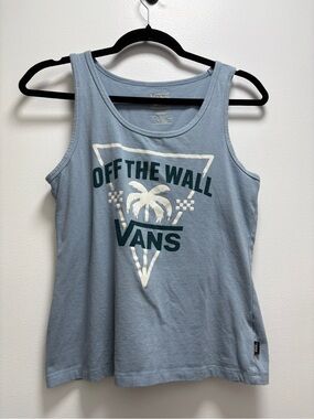 Vans Blue Crewneck Tank with Off the Wall Tonal Logo